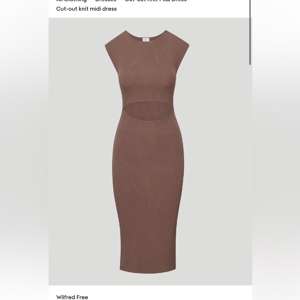 Wilfred Chocolate Midi Dress with Cutout